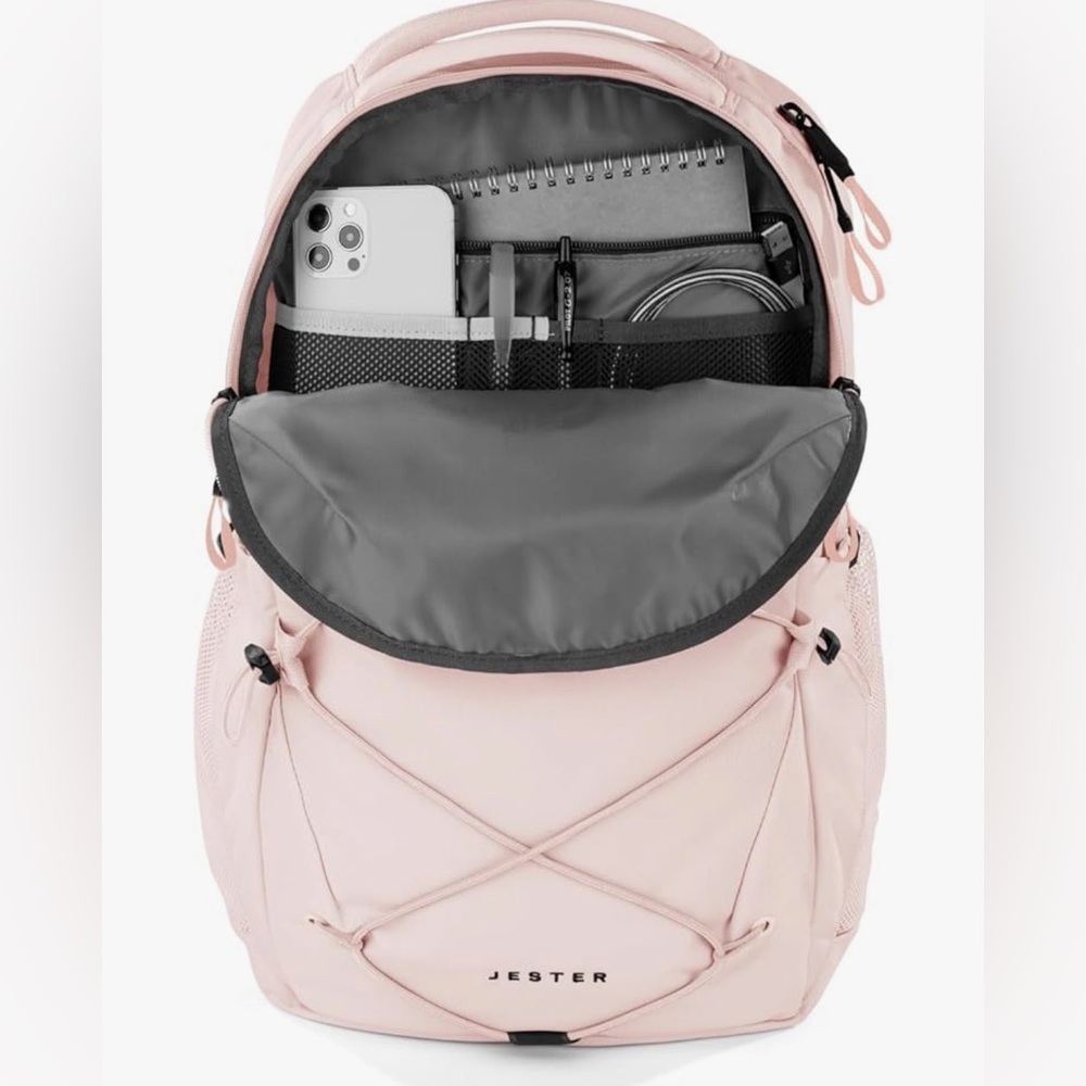 The North Face Women's Jester Backpack Padded Laptop Travel Bag Pink Salt /Black - Picture 2 of 16